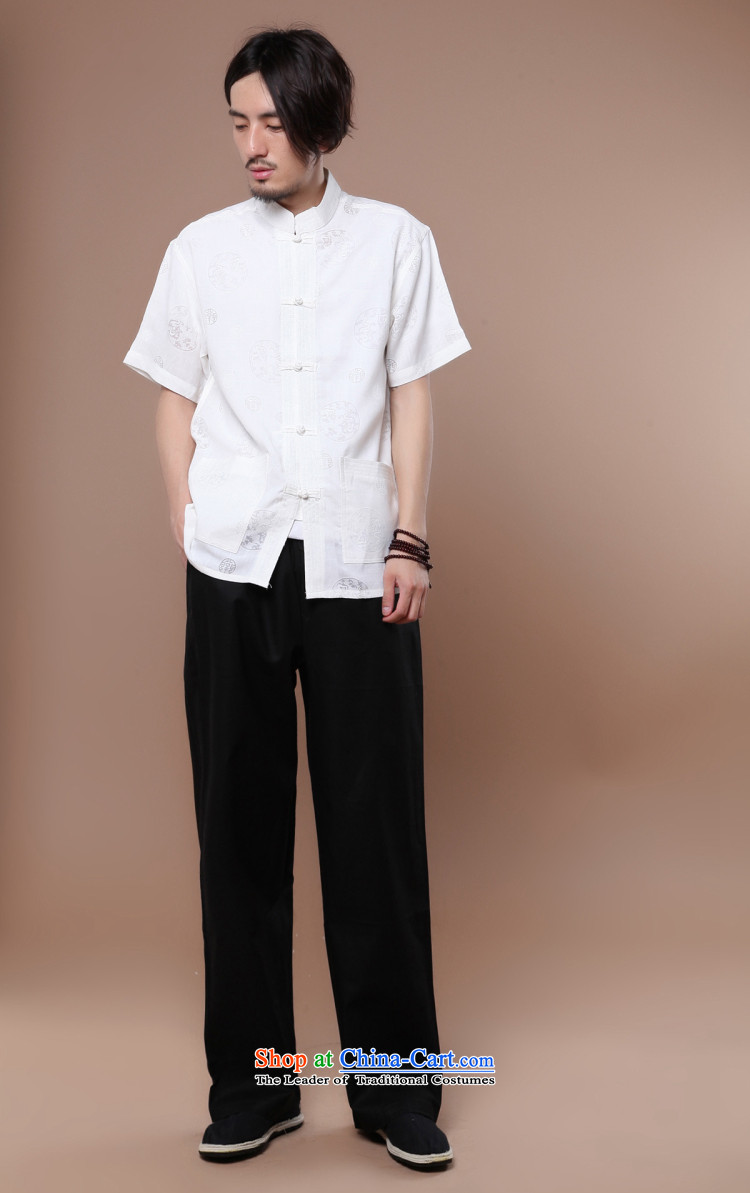 Dan smoke summer New Men Tang Dynasty Chinese collar of his Korean clothing cotton linen men leisure short-sleeved T-shirt white L picture, prices, brand platters! The elections are supplied in the national character of distribution, so action, buy now enjoy more preferential! As soon as possible.