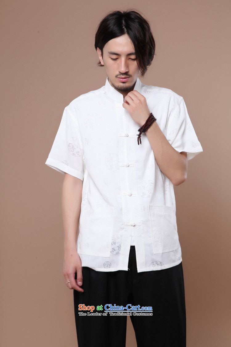 Figure for summer flowers New Men Tang Dynasty Chinese collar of his Korean clothing cotton linen men leisure short-sleeved T-shirt White M picture, prices, brand platters! The elections are supplied in the national character of distribution, so action, buy now enjoy more preferential! As soon as possible.