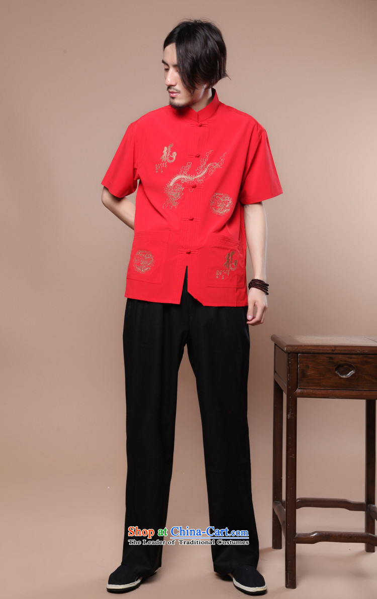 Figure for summer flowers new men of the Tang Dynasty Chinese badges of Tai Chi-collar Chinese Dragon Short-Sleeve Men Tang blouses figure color pictures, prices, XL brand platters! The elections are supplied in the national character of distribution, so action, buy now enjoy more preferential! As soon as possible.