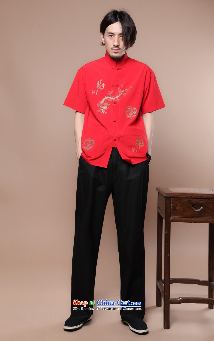 Figure for summer flowers new men of the Tang Dynasty Chinese badges of Tai Chi-collar Chinese Dragon Short-Sleeve Men Tang blouses figure color pictures, prices, XL brand platters! The elections are supplied in the national character of distribution, so action, buy now enjoy more preferential! As soon as possible.