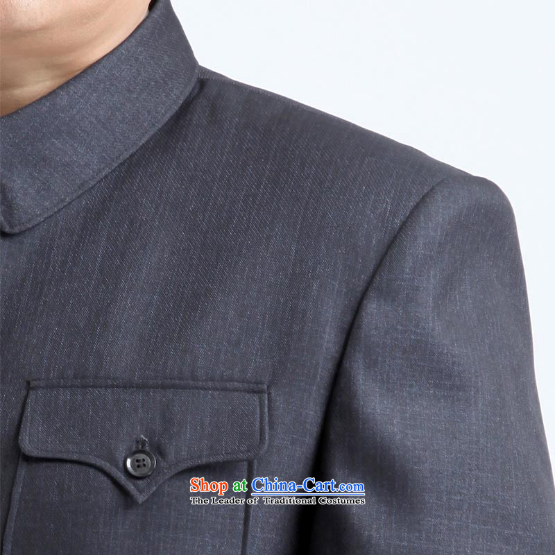 【 return as soon as possible his shirt auspicious lapel older Chinese tunic package for older men with grandpapa replacing Zhongshan father service national costumes Maoist Chinese tunic autumn and winter, light gray - reverse collar Chinese tunic -888# 1