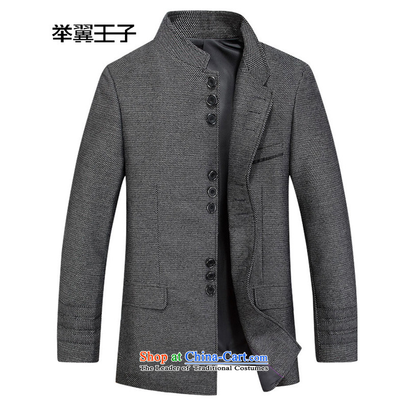 Move wing prince wuwing_ Spring and Autumn Chinese tunic new men retro Chinese tunic wool young Chinese tunic collar retro Tang Dynasty Chinese tunic suit -jy Sau San black and gray?56 Recommendations 180 catties-200 catty