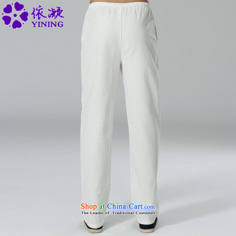 In accordance with the new fuser men of ethnic Chinese improved casual pants elastic waist pure color Tang pants LGD/P0015#  3XL, White in accordance with the fuser has been pressed shopping on the Internet