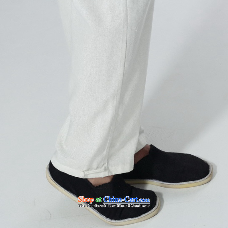 In accordance with the new fuser men elastic waist pure color Tang dynasty casual pants straight legged pants foot kept their mouths shut-chi trousers LGD/P0014#  3XL, White in accordance with the fuser has been pressed shopping on the Internet