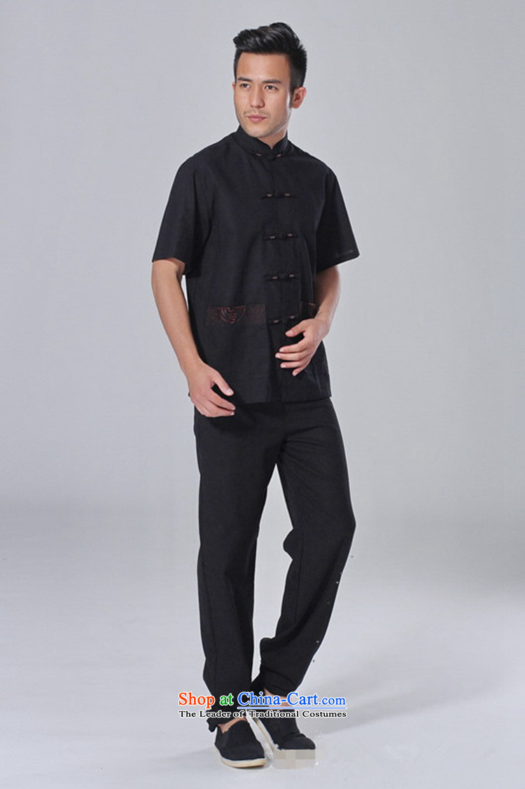 In accordance with the love in the summer of men new tai chi short-sleeved shirt embroidery Services + casual pants father replace short-sleeved Tang Dynasty Package LGD/AB0002# Black XL pictures, -A price, brand platters! The elections are supplied in the national character of distribution, so action, buy now enjoy more preferential! As soon as possible.