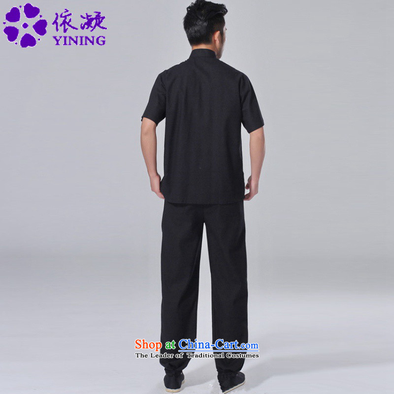 In accordance with the fuser summer men new tai chi short-sleeved shirt embroidery Services + casual pants father replace short-sleeved Tang Dynasty Package in accordance with the -A black XL, LGD/AB0002# fuser , , , shopping on the Internet