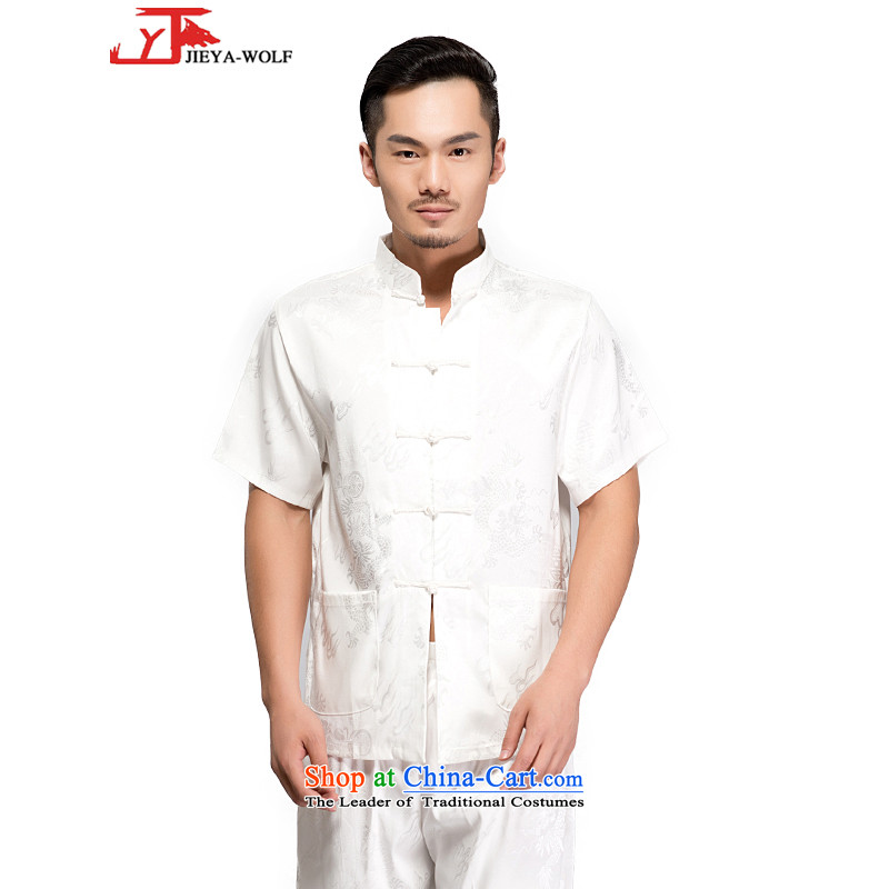 - Wolf JIEYA-WOLF, New Package Tang dynasty men's short-sleeved summer advanced silk Large Dragon pattern handcrafted disc players, white 185/XXL,JIEYA-WOLF,,, port shopping on the Internet