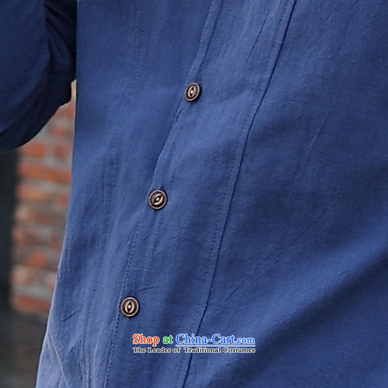 The date of autumn men cotton linen long-sleeved T-shirt V-Neck Kit 8042 light blue XXL, happy Ka Man , , , shopping on the Internet