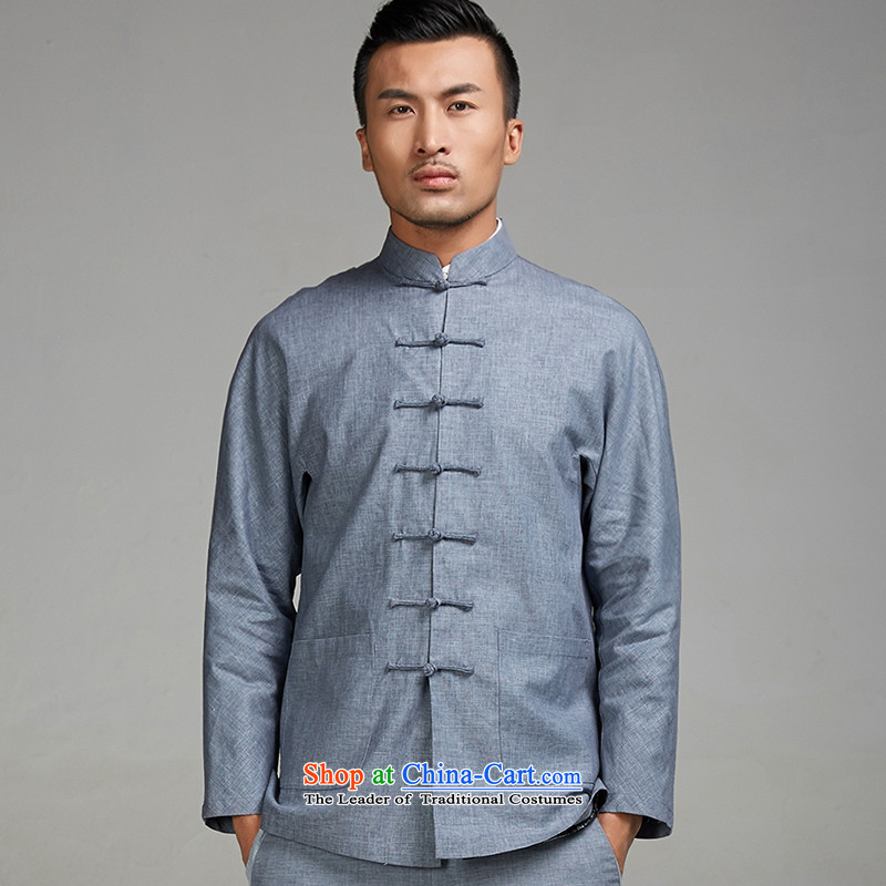 Fudo Aulacese Songs de 2015 new cotton linen china wind Men's Jackets Tang hand-tie of autumn and winter middle-aged men and father replacing Chinese clothing light blue XL, Tak Fudo shopping on the Internet has been pressed.