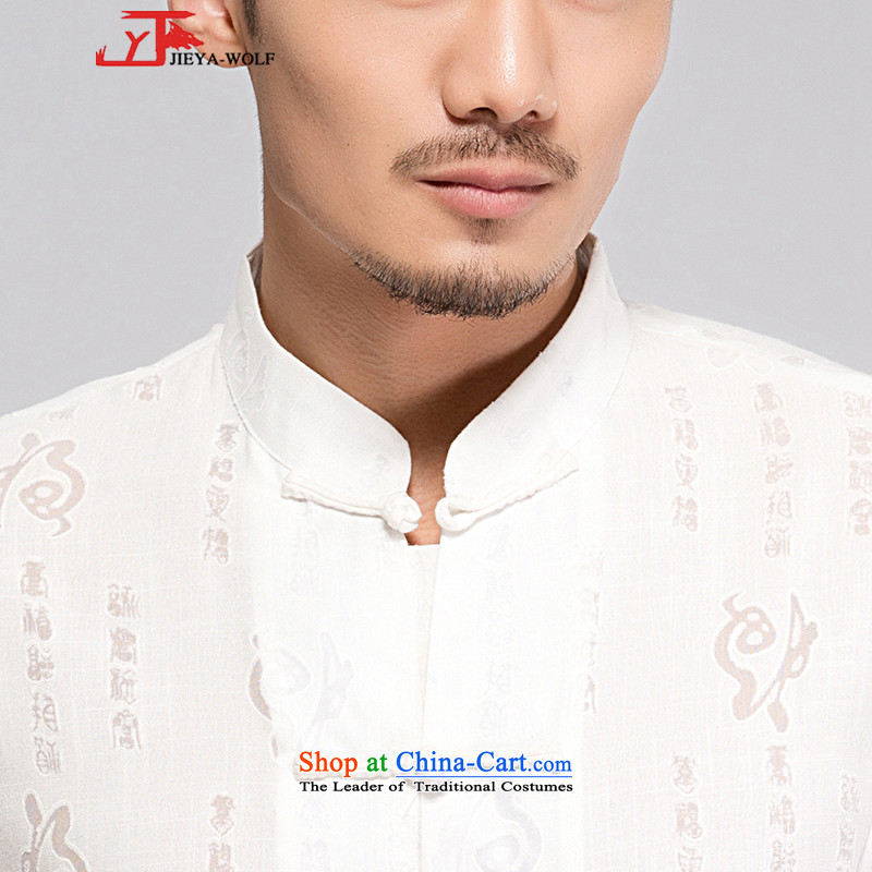 - Wolf JIEYA-WOLF, New Tang dynasty men's short-sleeve kit advanced cotton linen well field in the summer of pure colors of Chinese Wind Up Manually Men with white 180/XL,JIEYA-WOLF,,, shopping on the Internet
