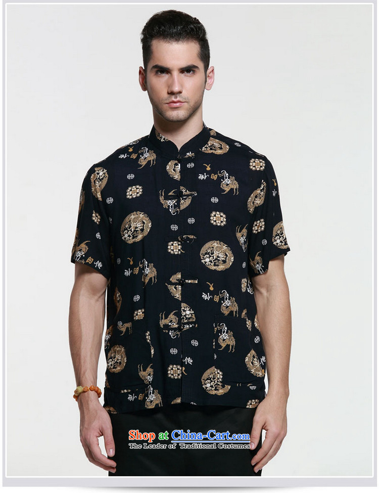 The new 2015 Yang Shuai men short-sleeved shirt Tang dynasty China wind male summer Mock-neck shirt, dark brown retro male Chinese 41/180 Pattern Picture, prices, brand platters! The elections are supplied in the national character of distribution, so action, buy now enjoy more preferential! As soon as possible.