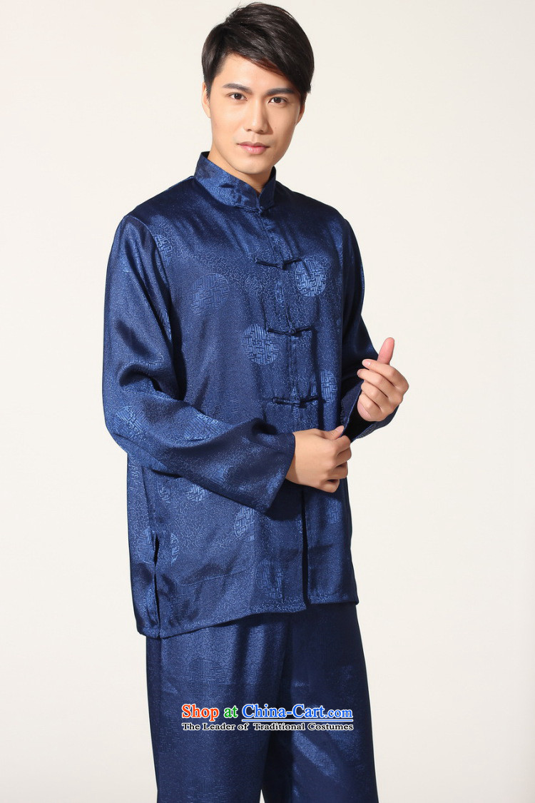 To Jing Ge older men summer Tang dynasty collar silk men long-sleeved kit for larger men's kung fu kit -B on cyan XXL picture, prices, brand platters! The elections are supplied in the national character of distribution, so action, buy now enjoy more preferential! As soon as possible.