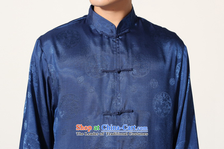 To Jing Ge older men summer Tang dynasty collar silk men long-sleeved kit for larger men's kung fu kit -B on cyan M picture, prices, brand platters! The elections are supplied in the national character of distribution, so action, buy now enjoy more preferential! As soon as possible.