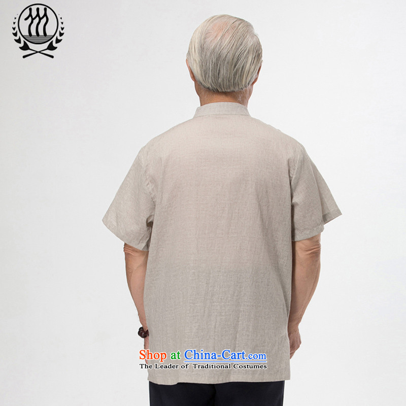 Bosnia and 15 new thre summer Chinese men and the elderly in the summer kit and Tang dynasty short-sleeved national dress boutique multi-color light gray XL/180, optional thre line (gesaxing and Tobago) , , , shopping on the Internet