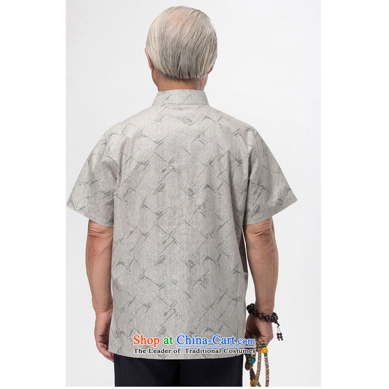 Bosnia and 15 new thre summer Chinese men in Tang Dynasty older summer clasp Tang dynasty short-sleeved national dress boutique multi-color light gray XXL/185, optional thre line (gesaxing and Tobago) , , , shopping on the Internet