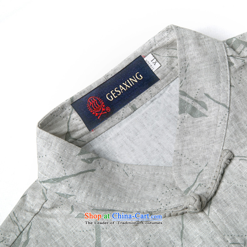 Bosnia and 15 new thre summer Chinese men in Tang Dynasty older summer clasp Tang dynasty short-sleeved national dress boutique multi-color light gray XXL/185, optional thre line (gesaxing and Tobago) , , , shopping on the Internet