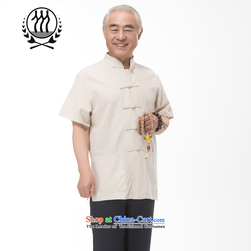 Bosnia and 15 new thre summer Chinese men in Tang Dynasty older men and Tang Dynasty Package national costumes boutique blue light gray beige Optional 3 color L/175, Bosnia and line (gesaxing thre) , , , shopping on the Internet