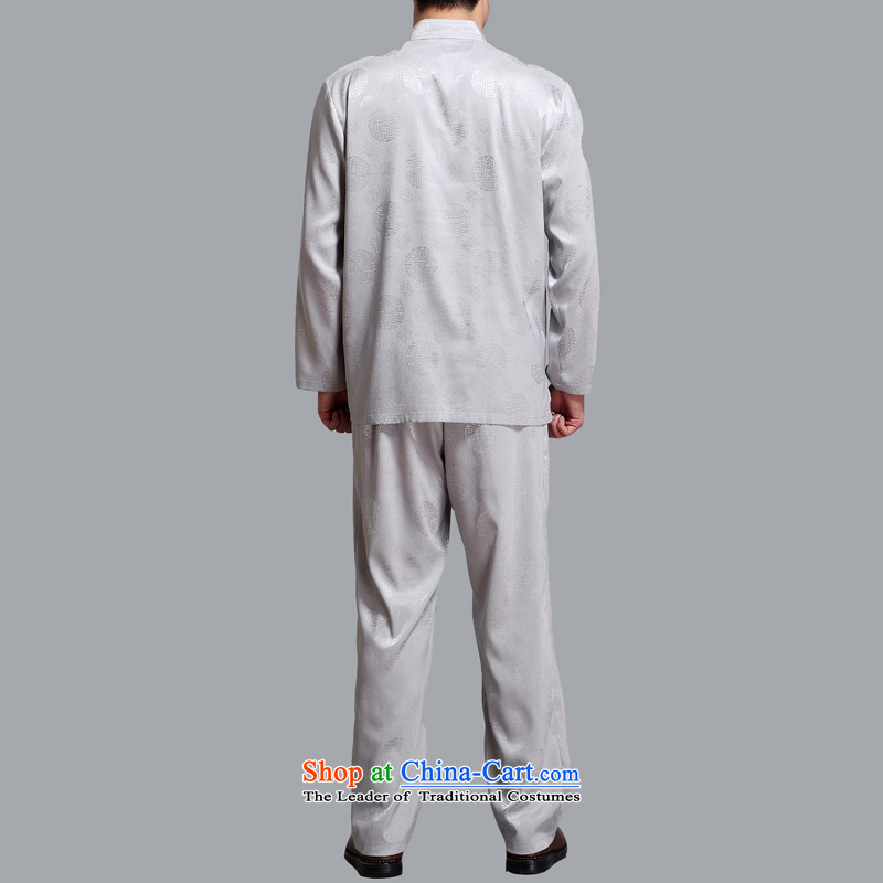 Hiv Rollet men in the summer of older men Tang dynasty long-sleeved clothing middle-aged kit Hon-father of older persons with light gray L/170, TANG HIV ROLLET (AICAROLINA) , , , shopping on the Internet