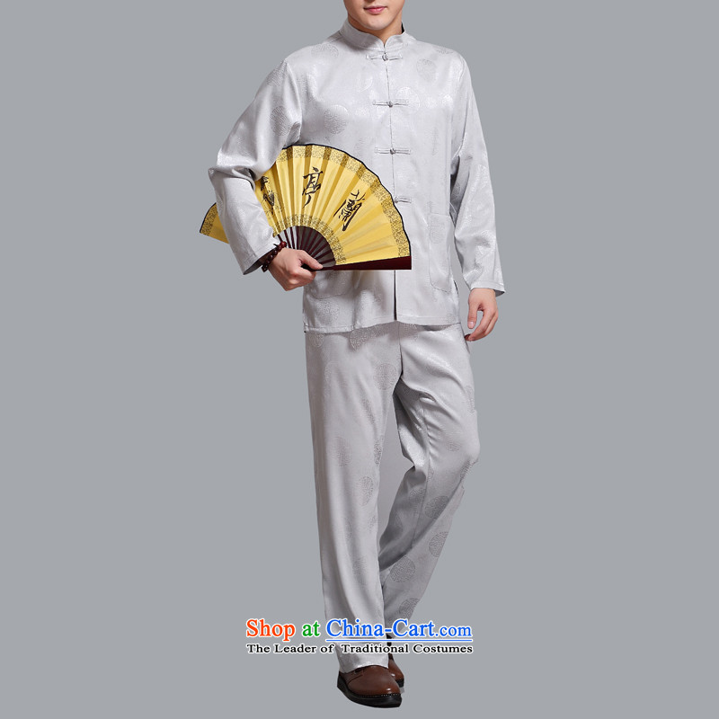 Hiv Rollet men in the summer of older men Tang dynasty long-sleeved clothing middle-aged kit Hon-father of older persons with light gray L/170, TANG HIV ROLLET (AICAROLINA) , , , shopping on the Internet