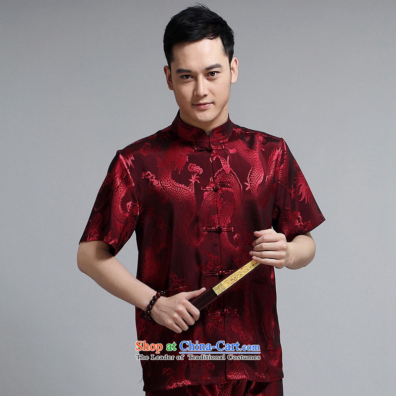 Tang dynasty male short-sleeve kit AMOI, older men cotton linen men Tang dynasty jogs services practice suits Taegeuk service pack 1505 Huang DAD package 180,JACK EVIS,,, shopping on the Internet