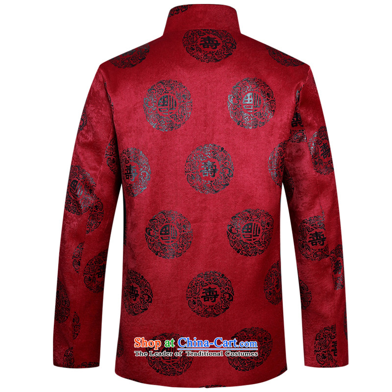 Tang dynasty male long-sleeved cuff winter plus cotton waffle new middle-aged men men Tang dynasty jogs services practice suits Taegeuk service pack installed father birthday feast birthday with fu shou red (winter) Cotton) 170,JACK EVIS,,, shopping on th