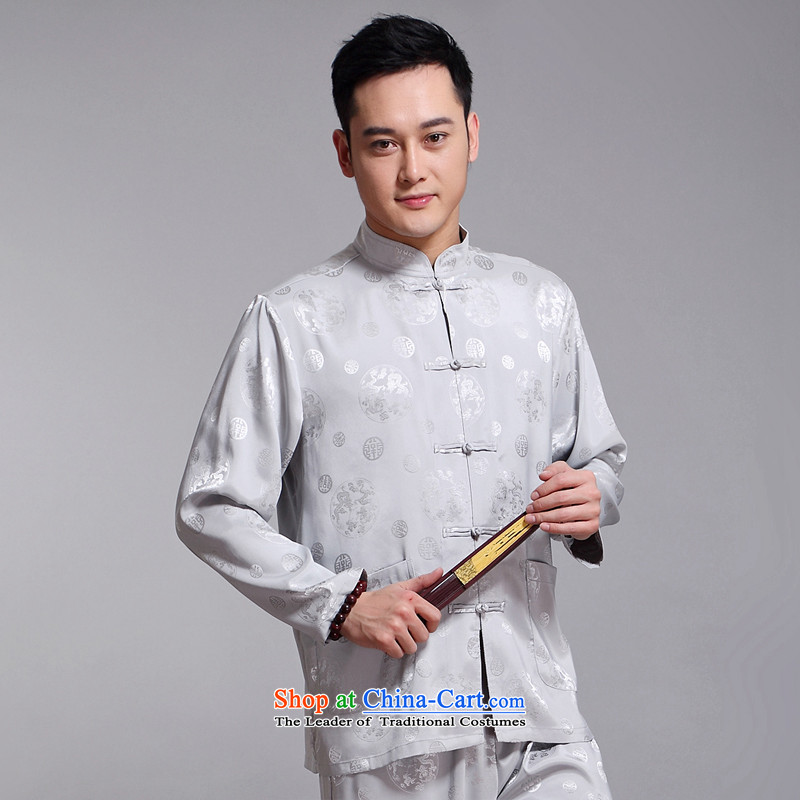 Tang Dynasty Package and the spring and summer new long-sleeved Tang replacing men in older jogging services practice suits tai chi services men long-sleeved Tang dynasty 1519 White 185,JACK EVIS,,, shopping on the Internet