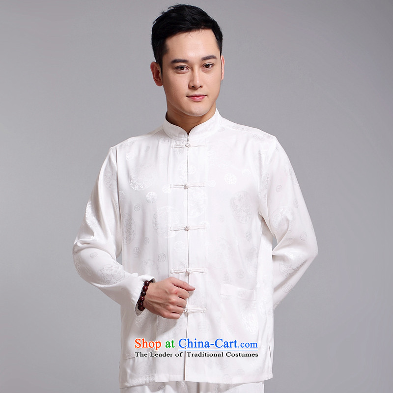 Tang Dynasty Package and the spring and summer new long-sleeved Tang replacing men in older jogging services practice suits tai chi services men long-sleeved Tang dynasty 1519 White 185,JACK EVIS,,, shopping on the Internet