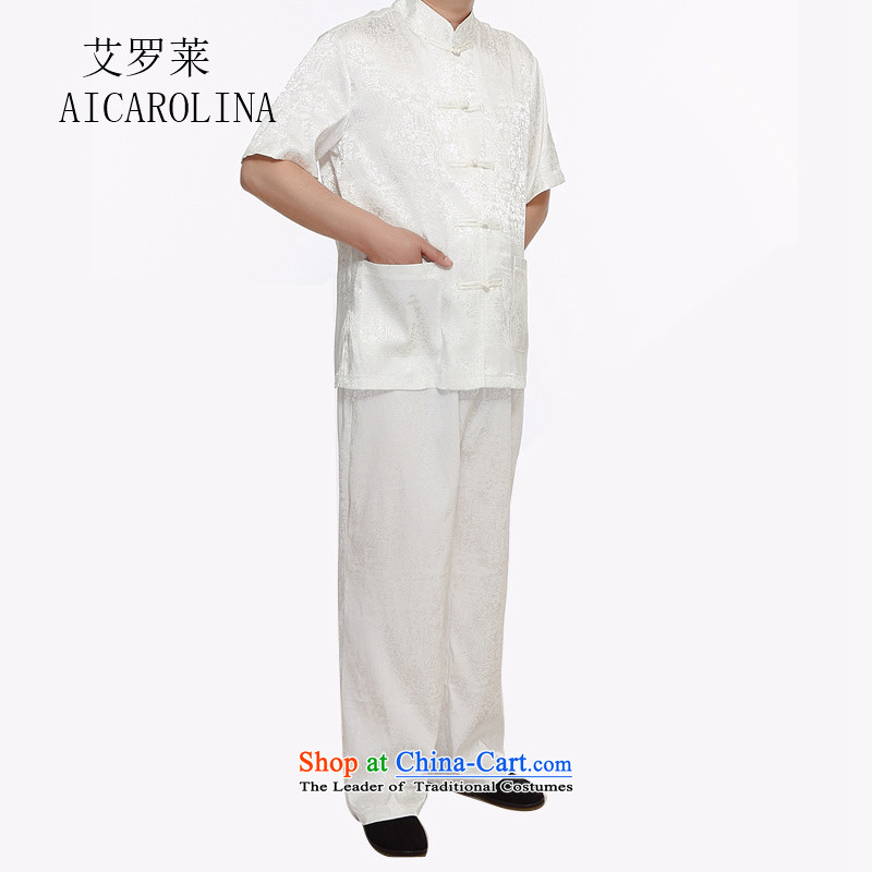 Hiv Rollet Chinese men kit summer New China wind men middle-aged men Tang dynasty short-sleeved shirt , white trousers HIV ROLLET (AICAROLINA) , , , shopping on the Internet