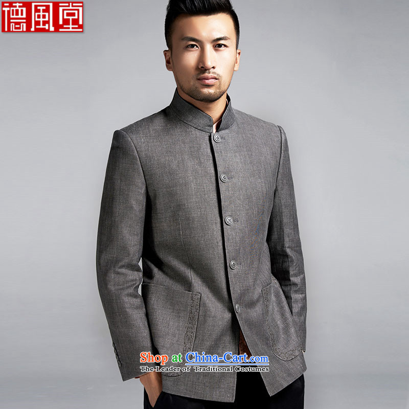 Fudo East sanguine de original Chinese Chinese tunic shirt collar and Tang dynasty was under renovation as of men's jackets China wind dark gray , L'Fudo shopping on the Internet has been pressed.