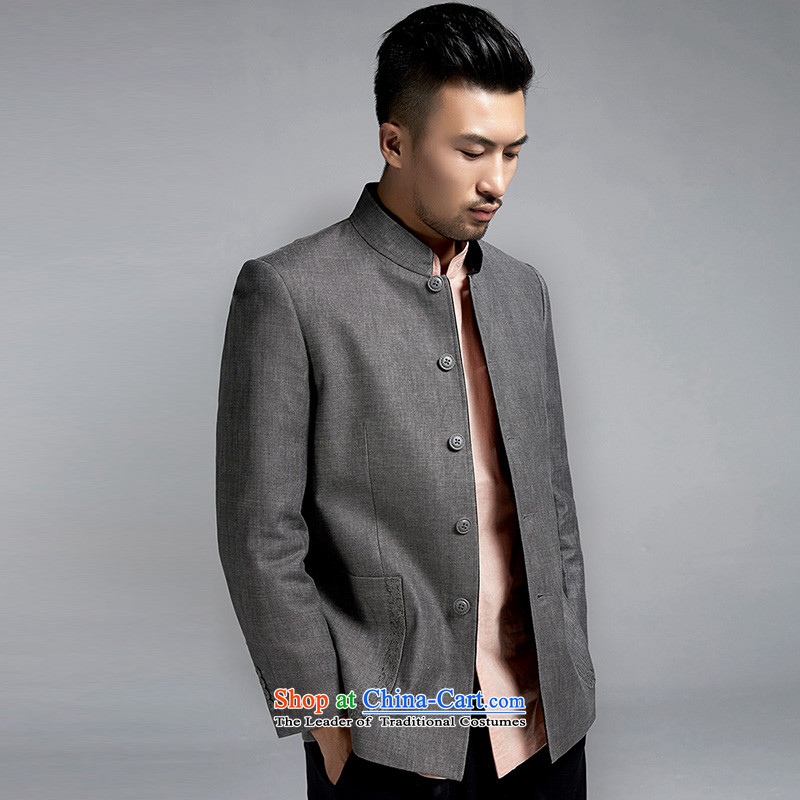 Fudo East sanguine de original Chinese Chinese tunic shirt collar and Tang dynasty was under renovation as of men's jackets China wind dark gray , L'Fudo shopping on the Internet has been pressed.