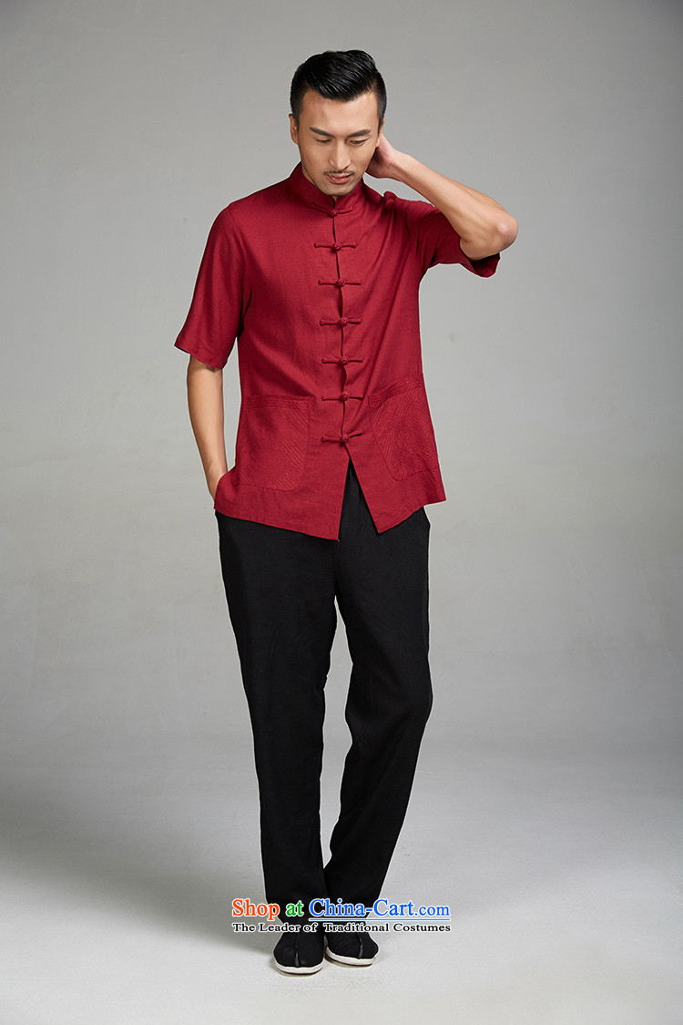 De Fudo Akahi 2015 new cotton linen summer male Tang dynasty short-sleeved ethnic Chinese clothing detained disk manually RED M picture, prices, brand platters! The elections are supplied in the national character of distribution, so action, buy now enjoy more preferential! As soon as possible.