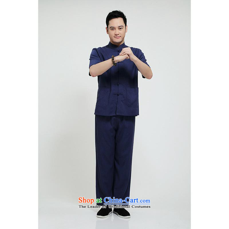 Hundreds of brigade bailv summer stylish thin plate fasteners casual collar short-sleeved comfortable elasticated trousers men's packaged deep blue 180,aeroline,,, shopping on the Internet