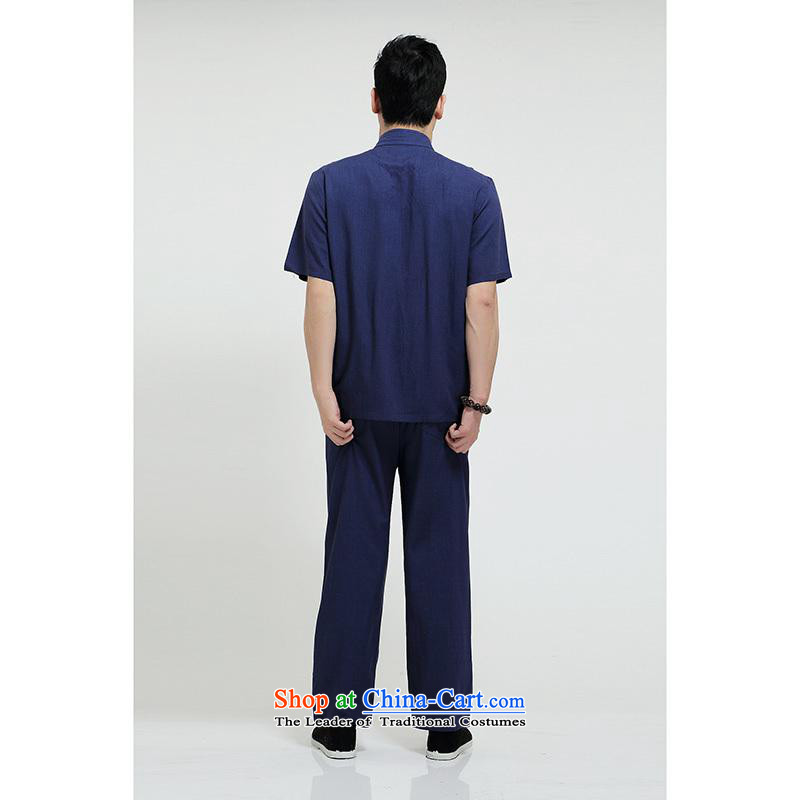 Hundreds of brigade bailv summer stylish thin plate fasteners casual collar short-sleeved comfortable elasticated trousers men's packaged deep blue 180,aeroline,,, shopping on the Internet