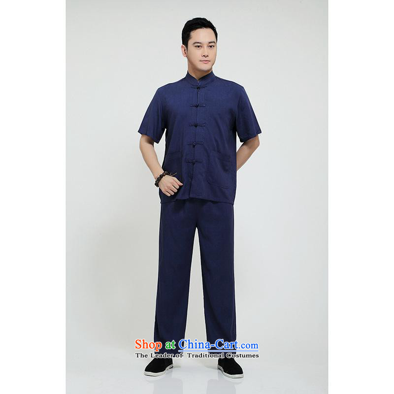 Hundreds of brigade bailv summer stylish thin plate fasteners casual collar short-sleeved comfortable elasticated trousers men's packaged deep blue 185,MEROPIA,,, shopping on the Internet