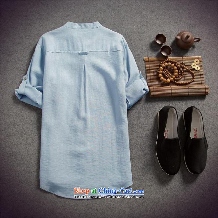 Dan Jie Shi 2015 spring/summer load replacing Men's Shirt cotton linen flax male disc allotted seven points sleeved shirt shirt original China wind Sau San, Navy XXL picture, prices, brand platters! The elections are supplied in the national character of distribution, so action, buy now enjoy more preferential! As soon as possible.