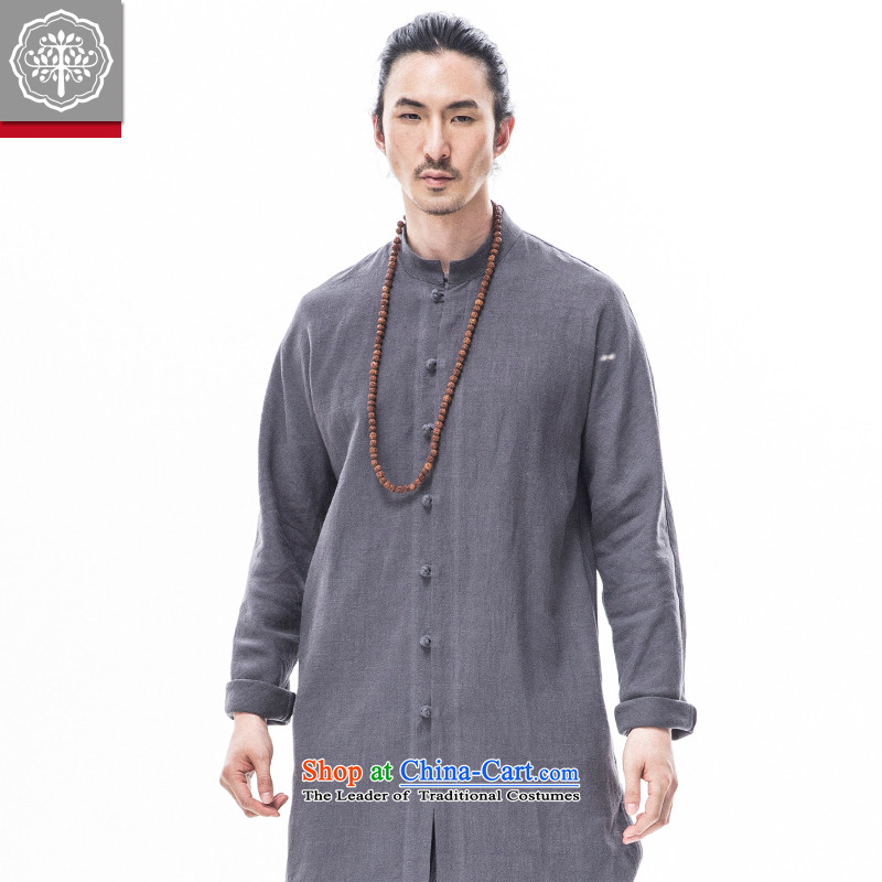 To Tree Han-improved long-sleeved sweater cotton linen men in long Tang dynasty China wind gray 180/XL, intended EYENSREE tree () , , , shopping on the Internet