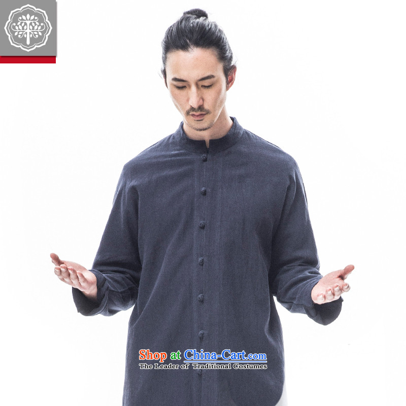 To Tree Han-improved long-sleeved sweater cotton linen men in long Tang dynasty China wind gray 180/XL, intended EYENSREE tree () , , , shopping on the Internet