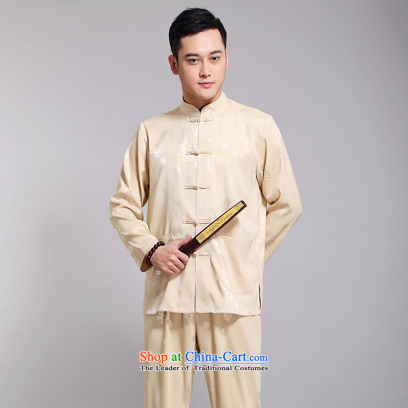 Silver armor Tang dynasty men's summer Tang dynasty male Kit Han-long-sleeved China wind up the clip in silk manually older Chinese men yellow 175 silver Armor , , , shopping on the Internet