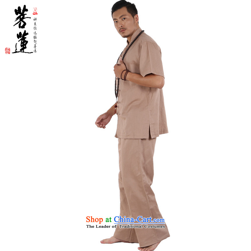 On cotton linen flax Lin Men) dulls short-sleeved thin, China wind meditation ball yoga meditation tai chi services khaki , pursue Wu , , , shopping on the Internet
