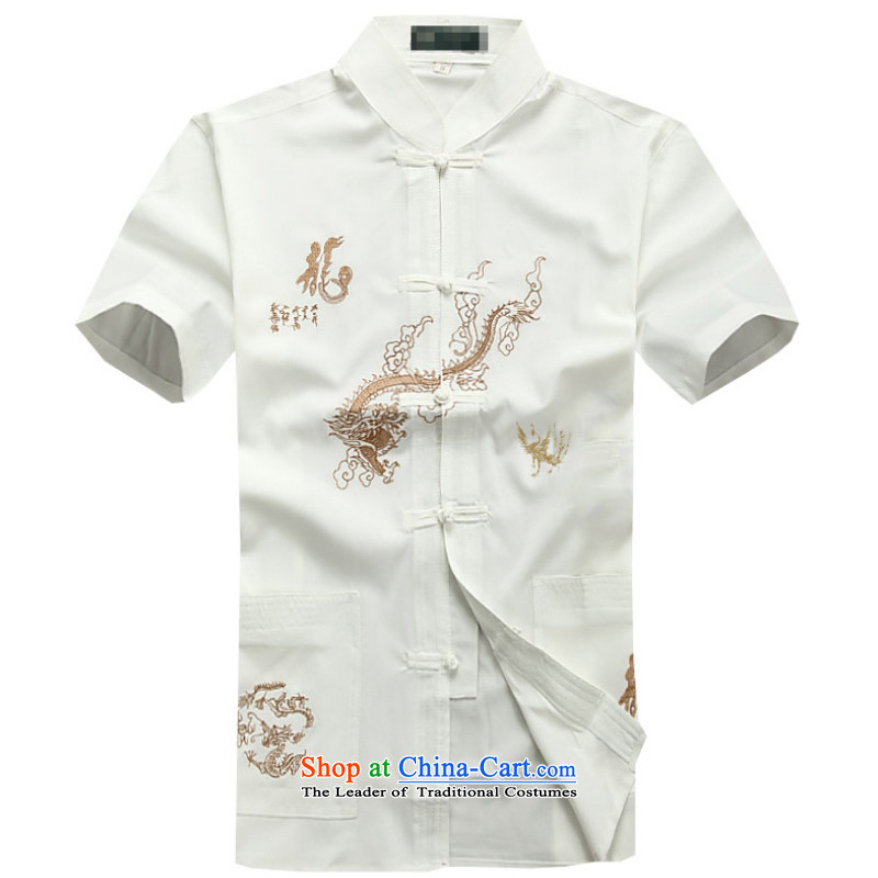 2015 New Tang Dynasty Chinese tunic summer older short-sleeved shirt ethnic men YYY1255YZ Tai Lung rice white 41 spring Latitude , , , shopping on the Internet