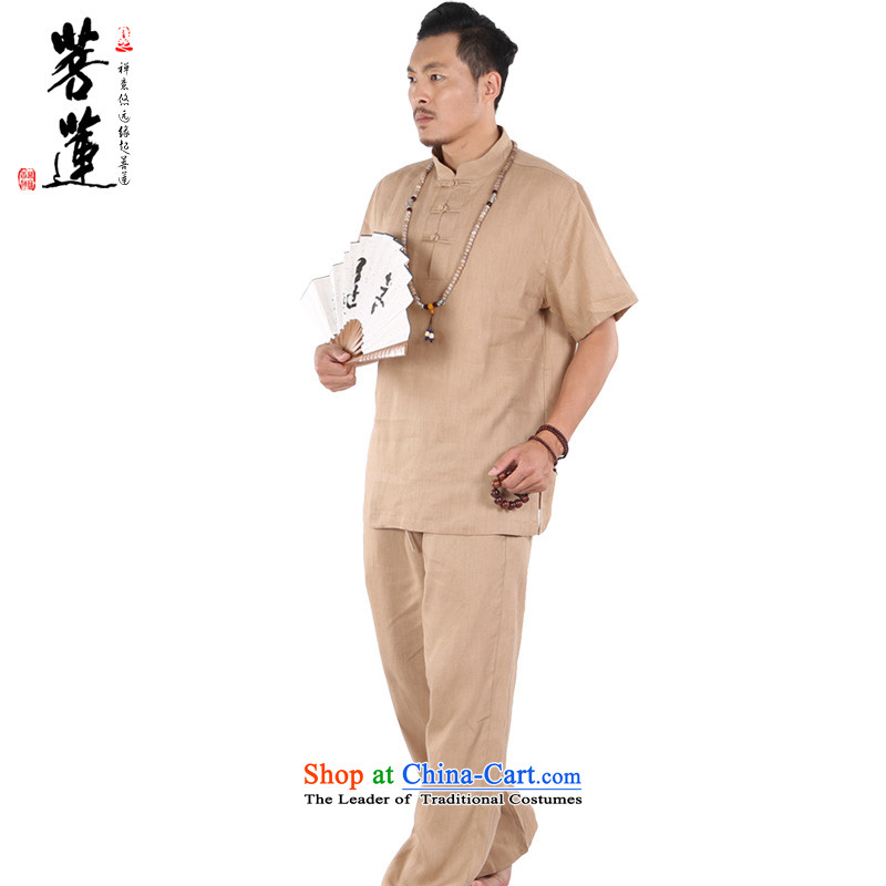 The pursuit of natural linen Lin Men short-sleeved dulls) meditation meditation ball-China wind yoga tai chi services khaki , pursue Wu , , , shopping on the Internet