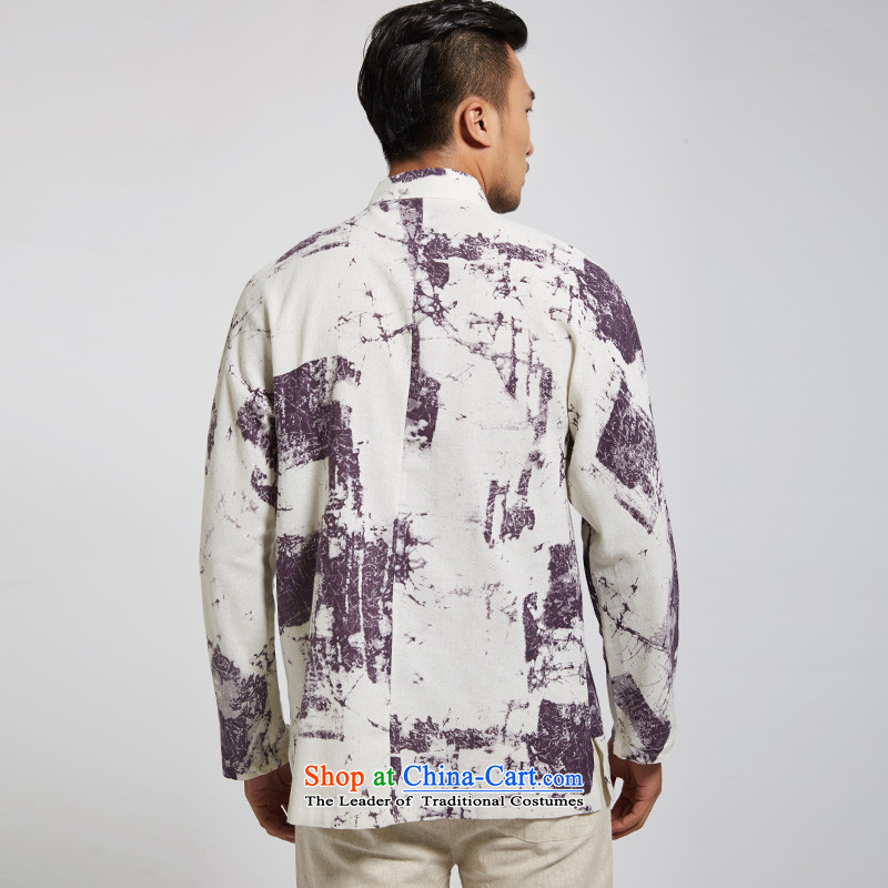 Fudo ink Jun De 2015 new 100% Cotton Men Tang Dynasty Chinese long-sleeved shirt collar shirt with side pockets first White XL, Tak Fudo shopping on the Internet has been pressed.