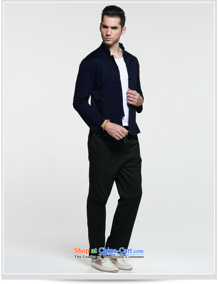 2015 Autumn decorated in cool ocean as men Tang dynasty China wind long sleeved shirt collar men's shirts, cotton, forming the Chinese Navy 42/180 picture, prices, brand platters! The elections are supplied in the national character of distribution, so action, buy now enjoy more preferential! As soon as possible.