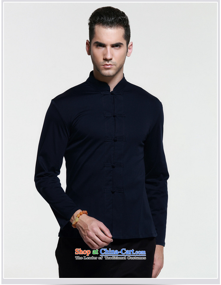2015 Autumn decorated in cool ocean as men Tang dynasty China wind long sleeved shirt collar men's shirts, cotton, forming the Chinese Navy 42/180 picture, prices, brand platters! The elections are supplied in the national character of distribution, so action, buy now enjoy more preferential! As soon as possible.