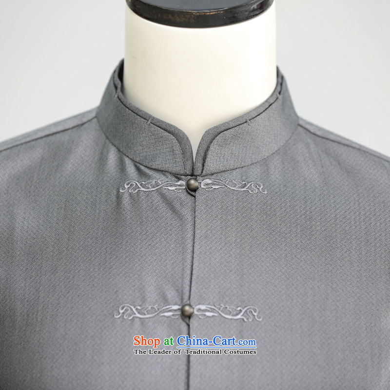 True 2015 : New half sleeve in older men silk father blouses 32409 06 M, wooden really a dark gray , , , shopping on the Internet