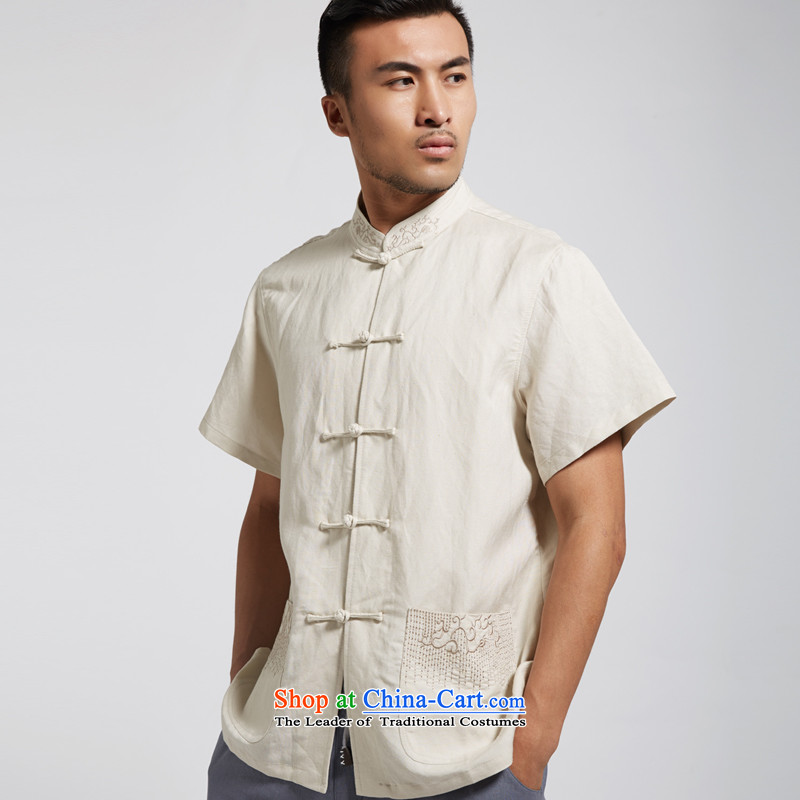 Fudo Yasukuni Shrine Kee de 2015 summer short-sleeved polyester men Tang Dynasty Leisure Comfort Cuff End Chinese clothing pistachio XL, Tak Fudo shopping on the Internet has been pressed.