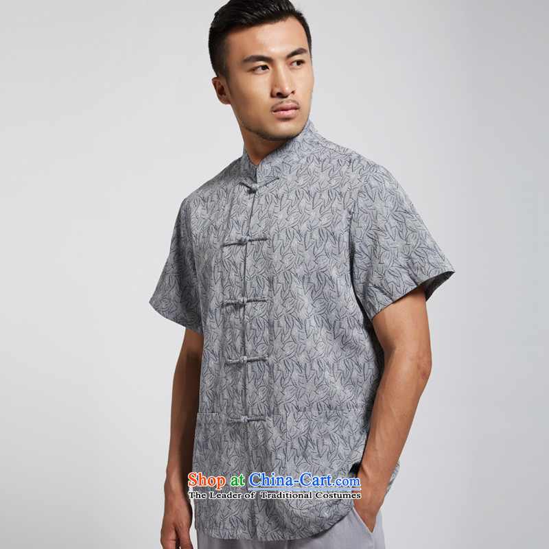 Fudo Philip de Dumping 2015 summer short-sleeve 100% Cotton Men Tang Dynasty Chinese clothing short-sleeved gray XL, Tak Fudo shopping on the Internet has been pressed.