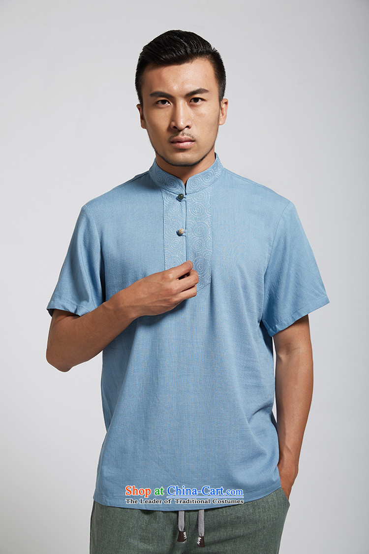 Fudo man of de 2015 Summer linen men Tang dynasty China wind short-sleeved blue L/165 Chinese clothing picture, prices, brand platters! The elections are supplied in the national character of distribution, so action, buy now enjoy more preferential! As soon as possible.