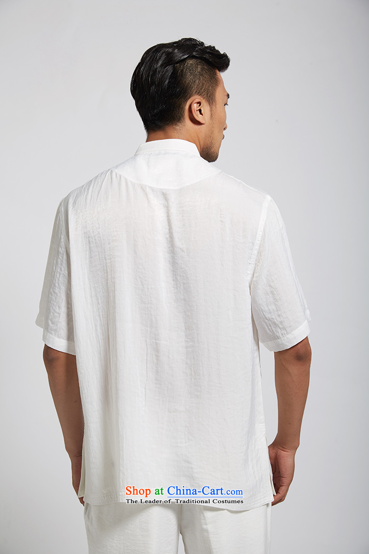 Fudo Chi-taek de 2015 Summer polyester men Tang Dynasty Chinese clothing short-sleeved shirt short-sleeved light and comfortable white L picture, prices, brand platters! The elections are supplied in the national character of distribution, so action, buy now enjoy more preferential! As soon as possible.