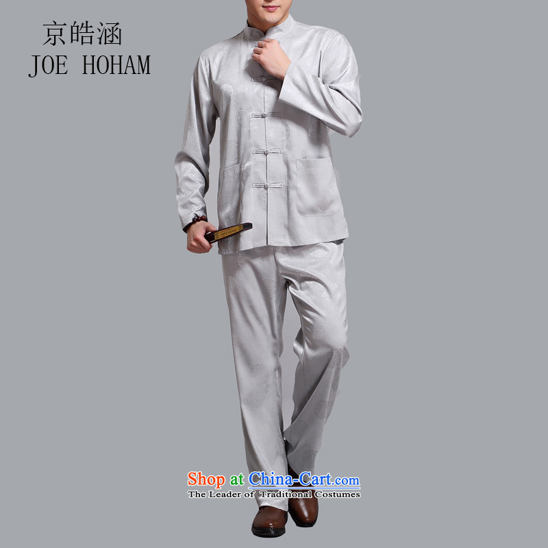 Kyung-ho covered by the Tang Dynasty Package male Han-China wind men aged Chinese summer long-sleeved national costumes , L, Beijing Light Gray (JOE HOHAM covered by Ho) , , , shopping on the Internet